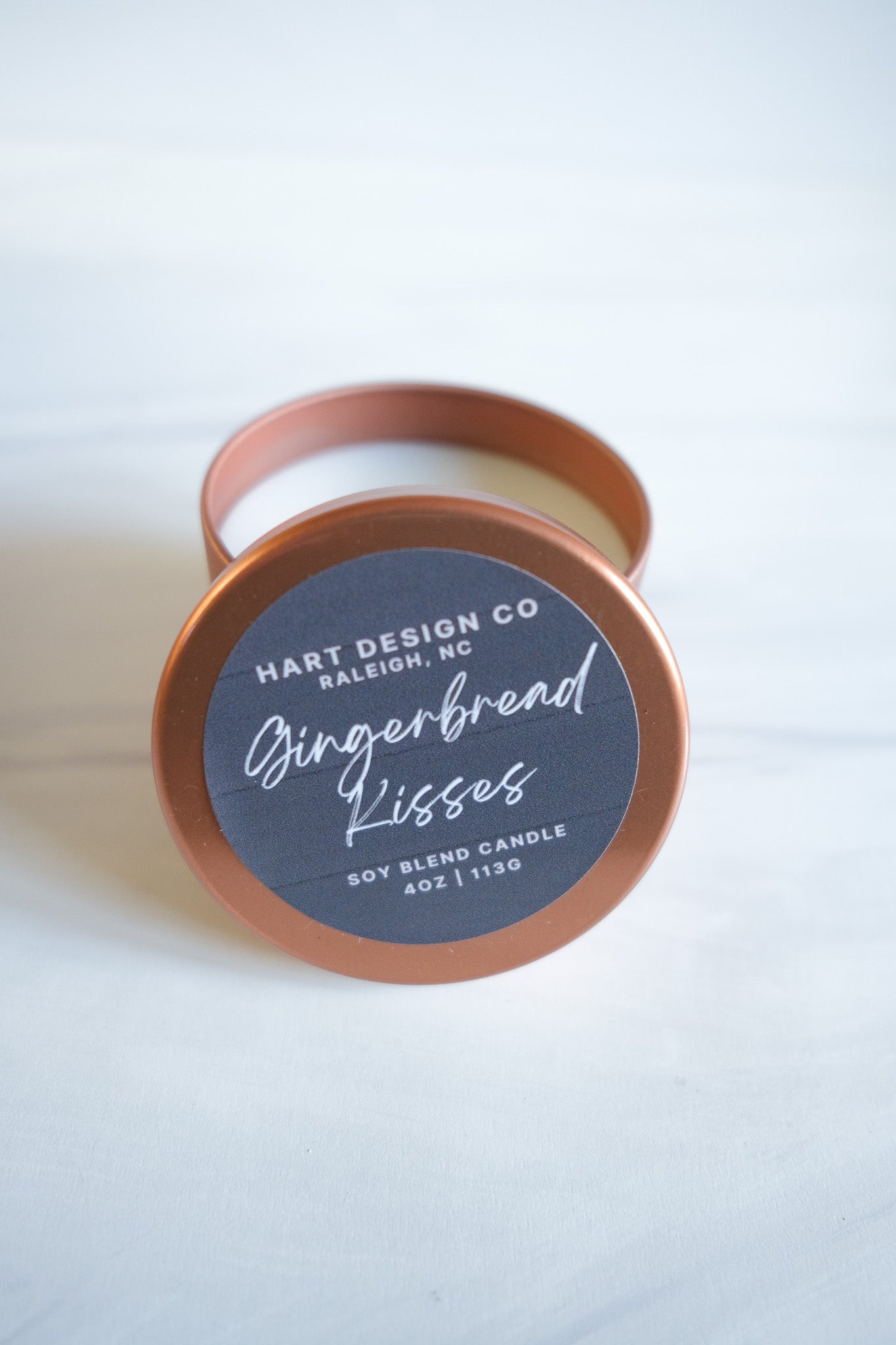 Gingerbread Kisses Hand Poured Candle | Mini Tin | Bright Holiday Collection