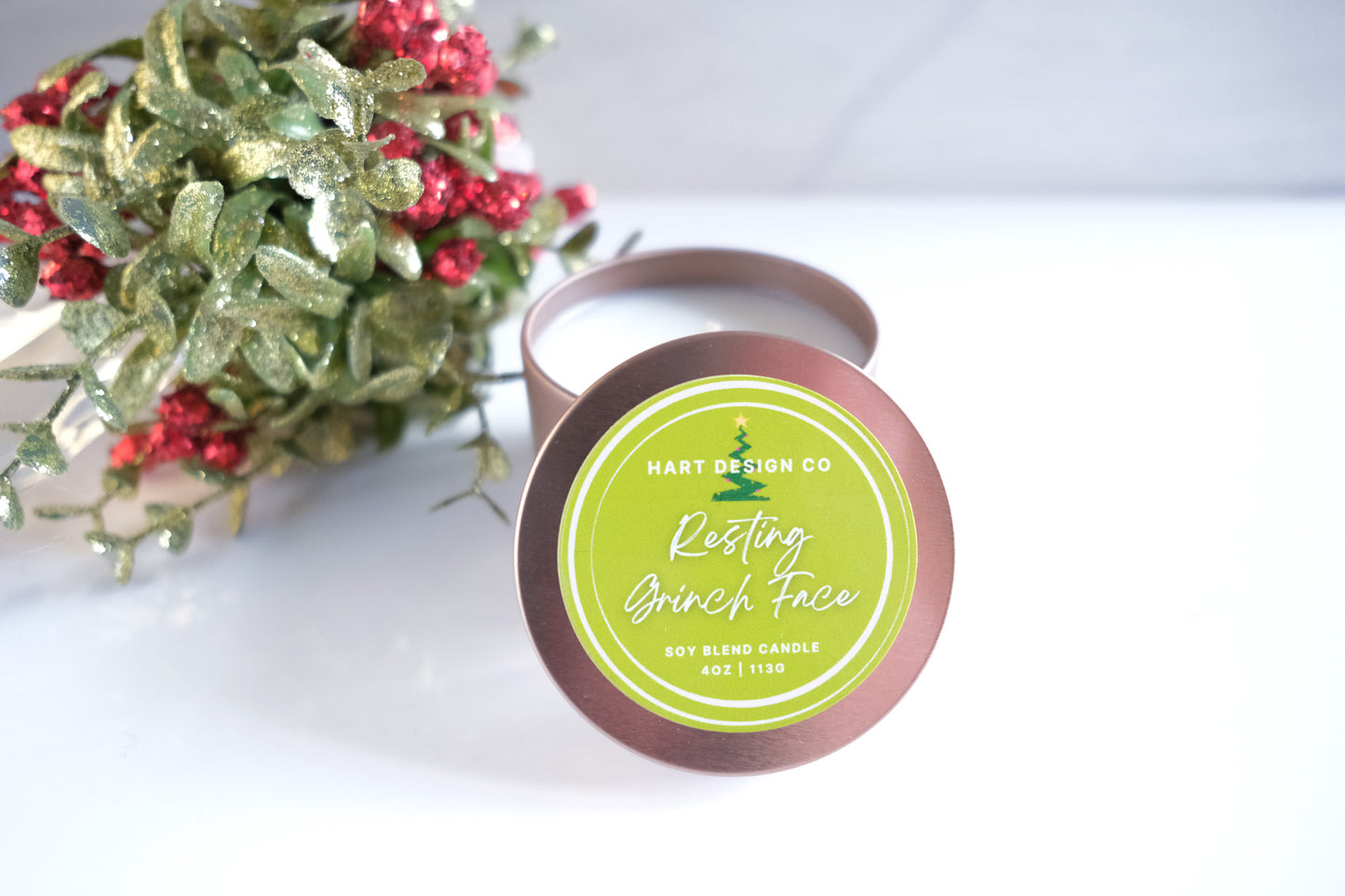 Resting Grinch Face | Holiday Humor Candles | Mini Tin | Santa's Naughty List Collection