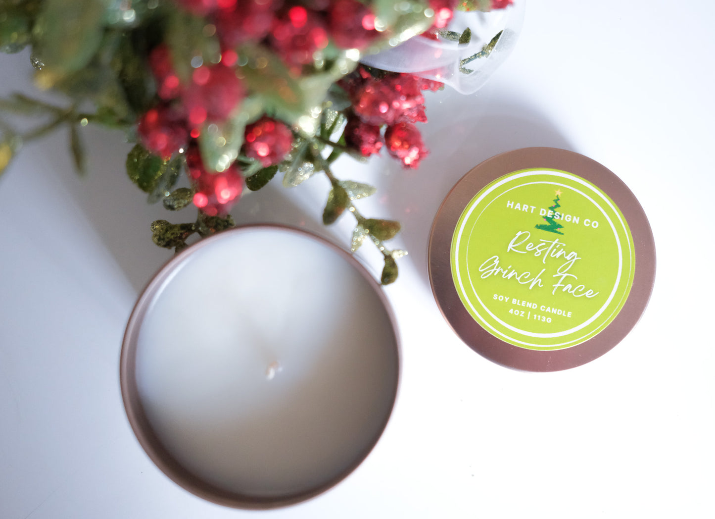 Resting Grinch Face | Holiday Humor Candles | Mini Tin | Santa's Naughty List Collection