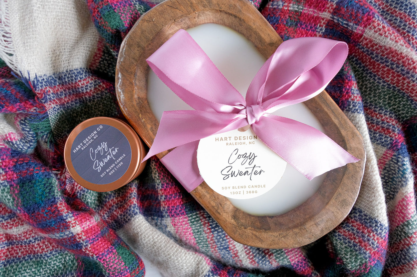 Cozy Sweater Candle Bundle | Mini Tin + Dough Bowl | Bright Holiday Collection