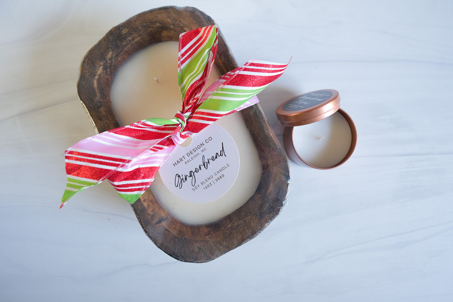 Gingerbread Kisses Hand Poured Candle | Mini Tin | Bright Holiday Collection