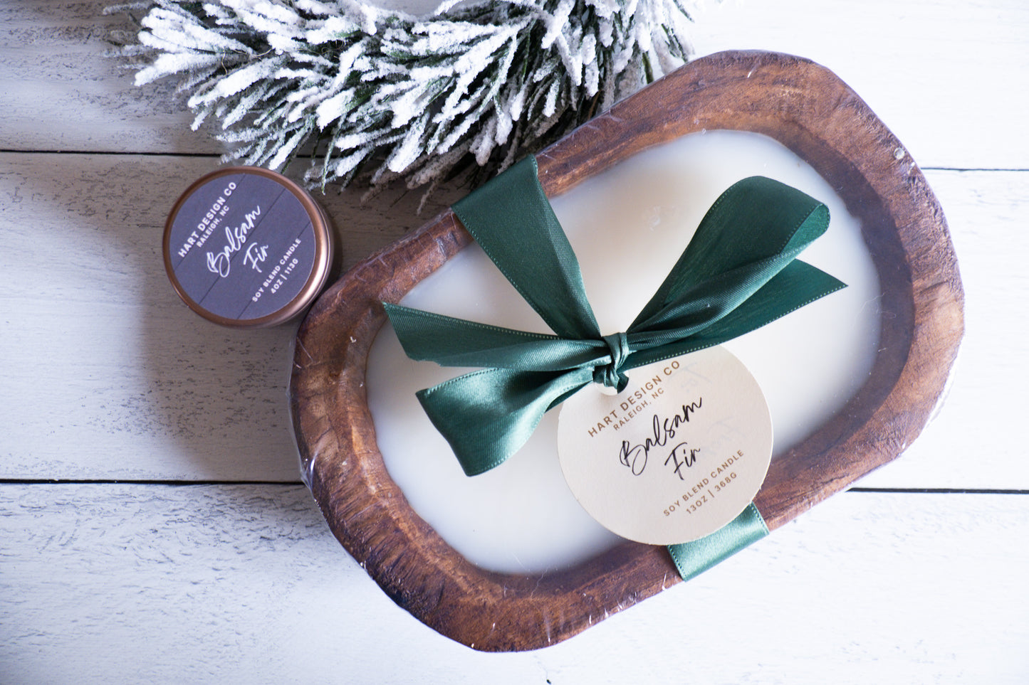 Balsam Fir Candle Bundle | Mini Tin + Dough Bowl | Bright Holiday Collection