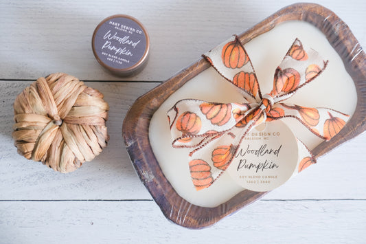 Woodland Pumpkin Hand Poured Candle Bundle | Dough Bowl & Mini Tin